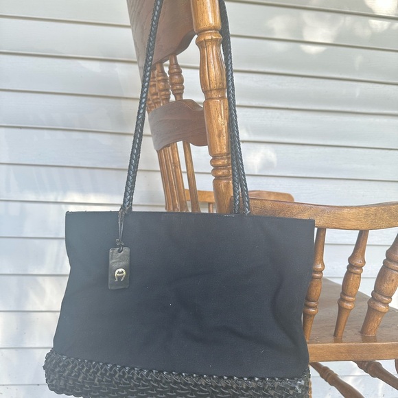 Etienne Aigner Black Woven Tote - Picture 1 of 4